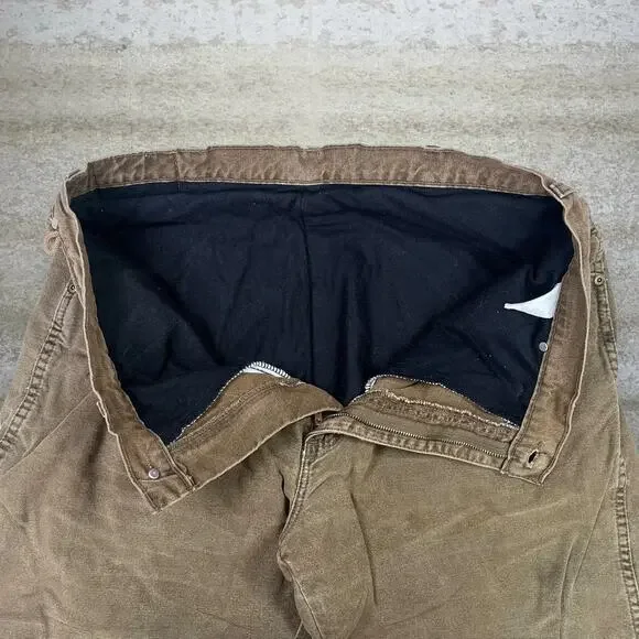 Vintage Fleece Lined Wrangler Jeans Hazel Brown Straight Fit Work Wear Denim 90s